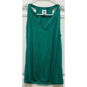 Cabi Sleeveless Blouse Tank‎ Top Emerald Green Dotted V Neck XS